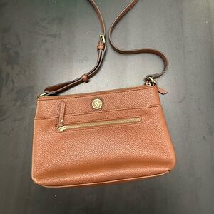 Women’s Anne Klein Brown Crossbody Bag Pebbled Leather Gold Hardware Like New
